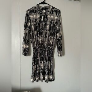 Ariella Black and Gray Long Sleeve Dress